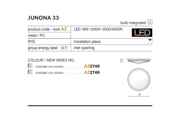 Azzardo JUNONA 33 4000K CHROME 2748