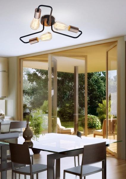 Lampa sufitowa HERPE 33-66916 czarno-miedziana 3x60W E27