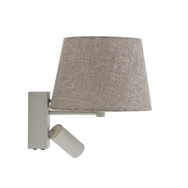 Kinkiet TUTOIA E27+miniGU10 wys.30cm szer.23cm włącznik | Beż-Silk gray 11684