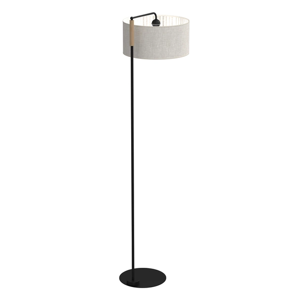Lampa Podłogowa ATLANTA, MLP7454, czarny/drewno/beżowo-szary, 1x60W E27