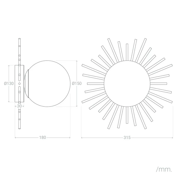 Kinkiet Złoty Kula Mleczna E27 Abruzzo Vittoria 30cm