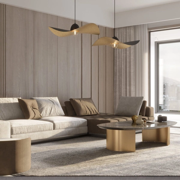 Designerska lampa wisząca KAPELLO L E27 60W śr. 76cm | czarny złoty