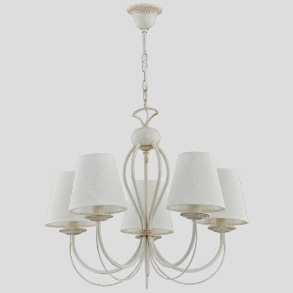 Żyrandol klasyczny z abażurami IRMA śr. 56cm biały antyczny/ecru