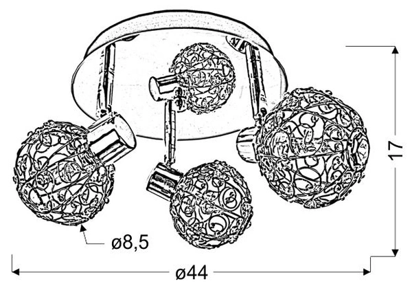 Nowoczesna lampa sufitowa COLLAR plafon 98-13750 chrom 3xG9