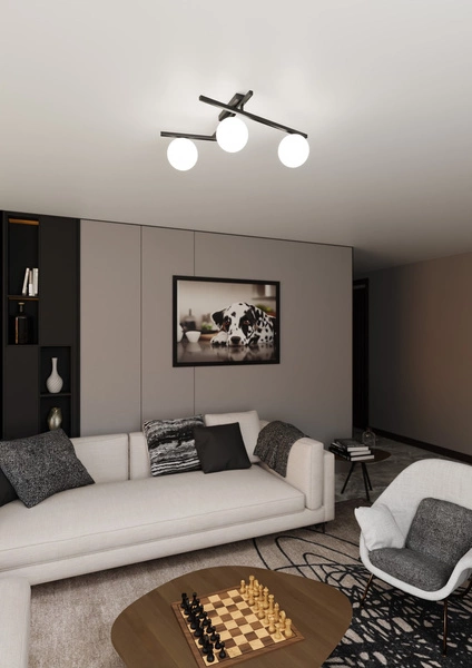 Lampa sufitowa Emibig SMART 3 Czarny/OPAL 1103/3