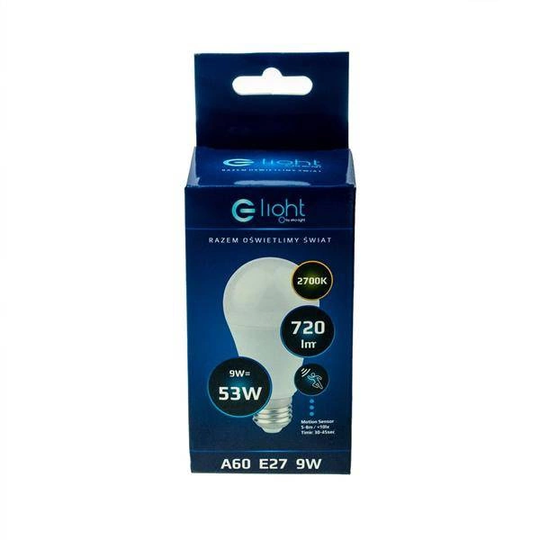 Żarówka LED 9W E27 Zmierzchowo-ruchowa barwa ciepła 2700K EK699