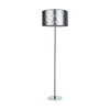 Lampa podłogowa Maxima 1xE27 Max.60W Chromowany metal/Przezroczysty kabel PVC/Abażur ze srebrnej tkaniny 6593028