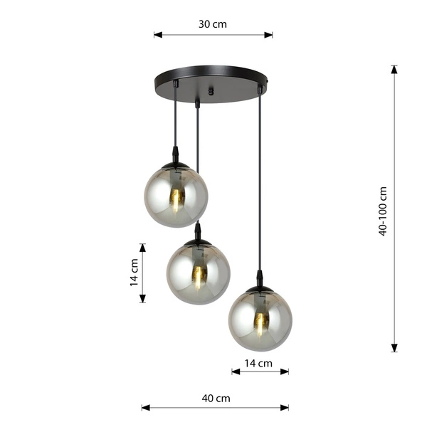 Lampa wisząca Emibig COSMO 3 BL PREMIUM GRAFIT 712/3PREM