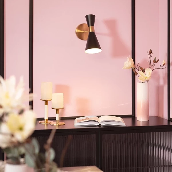 Kinkiet Czarno Złoty Abruzzo Salvatore E27 25cm