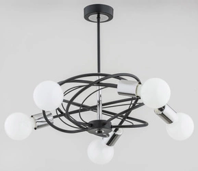 Lampa sufitowa LUER dł. 50cm 5xE27 | czarny/chrom