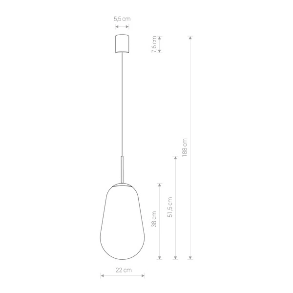 Lampa wisząca PEAR BLACK M wys. klosza 51,5cm E27 | czarny/transparentny 7798