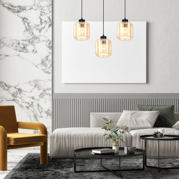 Lampa wisząca SOMBRA AMBER, MLP8371, czarny/bursztynowy, 3x60W E27