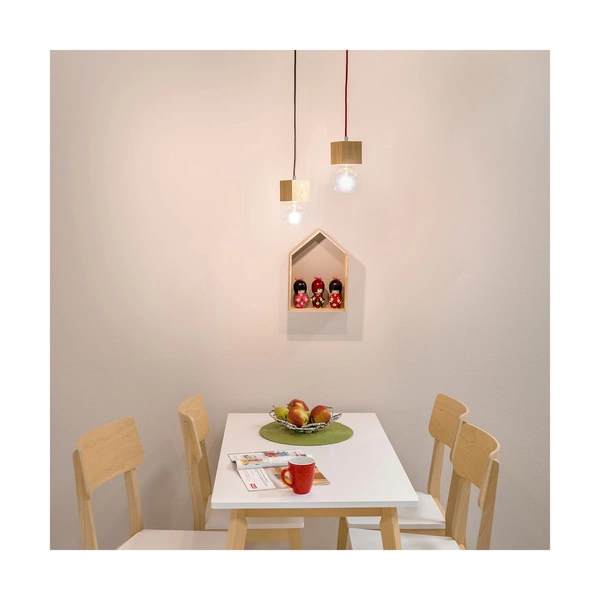 Kwadratowa Lampa Wisząca Trongo 1xE27 Max.60W Dąb Olejowany/Antracyt Kabel Tkaninowy 7161174