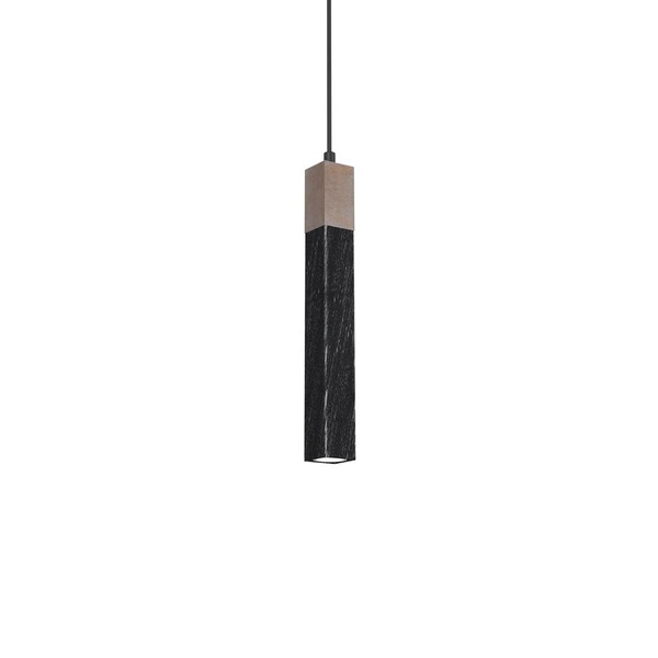 Lampa wisząca SOLO, MLP7469, przecierany czarny/drewno patynowane, 1x5W mini GU10