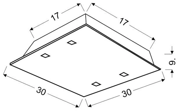 FONTANA LAMPA SUFITOWA PLAFON 30X30 1X60W E27 KRYSZTAŁKI