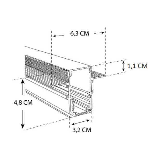 Szyna magnetyczna podtynkowa LED DOMENO 48V LL-20A 150cm | biały