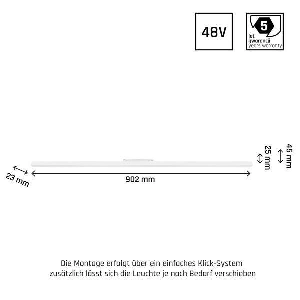 SYSTEM SHIFT - LINE L oprawa na szynoprzewód 902x23x42mm 22W 100st biały 5 lat gw.