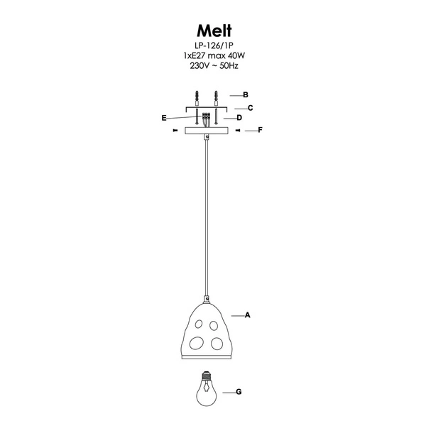 Lampa wisząca Melt 1xE27 czarny LP-126/1P