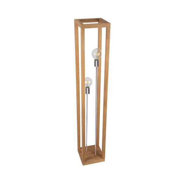 Lampa podłogowa Kago 2xE27 Max.60W Dąb olejowany/Chromowany metal/Czarny kabel z tkaniny 51528274