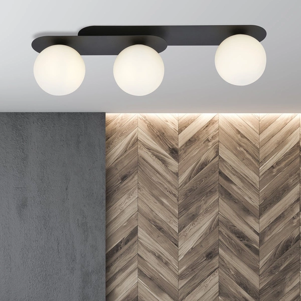 Lampa sufitowa Emibig PLAZA 3 Czarny/OPAL 1118/3