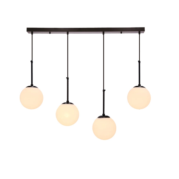 Lampa wisząca POMPEI, 34-09630, czarna z białymi kloszami, 4x40W E27