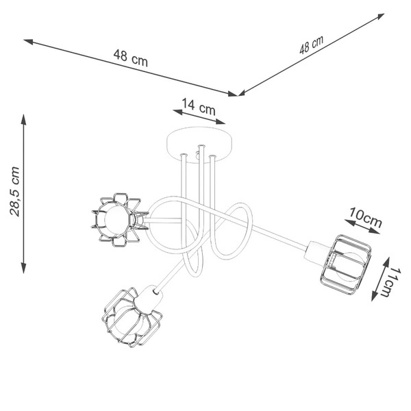 Żyrandol BELUCI 3S, czarny, 3x40W E14, SL.1118