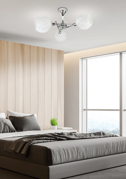 Lampa sufitowa RAUL 33-72221 chromowa z białymi kloszami 3x40W E14