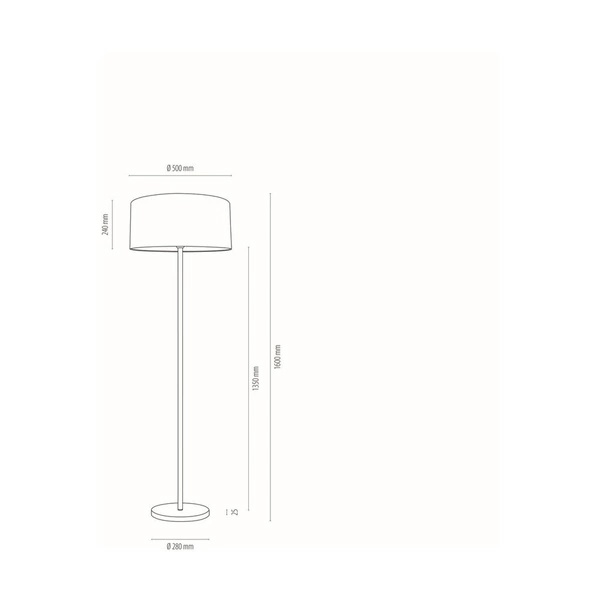 Lampa podłogowa Dove 1xE27 maks. 60W chromowany metal/przezroczysty kabel PVC/biały klosz z tkaniny 124380128