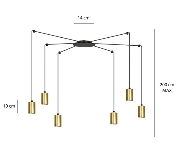 Lampa wisząca Emibig TRAKER 6 BL/GOLD 526/6