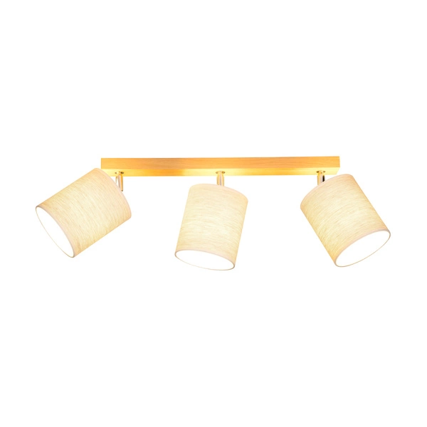 Boho Lampa Sufitowa 3xE27 Max.25W Dąb Olejowany/Beżowy Len 56791374