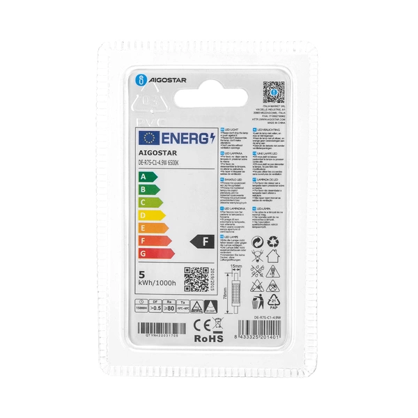 Żarówka LED R7S 5W 230V barwa zimna 6500K | biały