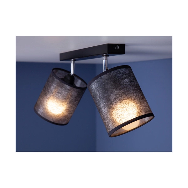 Lampa Sufitowa Nevoa 2xE27 Max.25W Czarny Metal/Chromowany Metal/Czarny Klosz Tkaniny 56795204