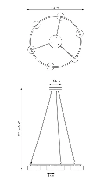 Lampa wisząca Emibig STARLIT 6 BL 1372/6