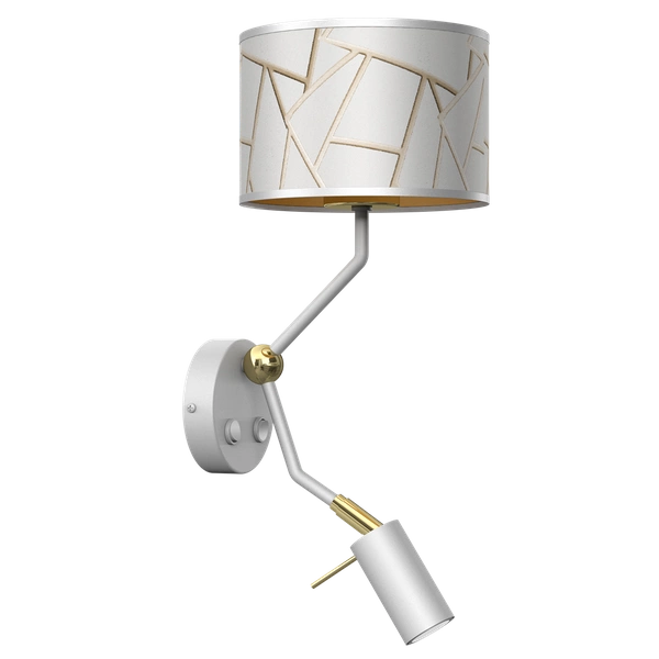 Kinkiet ZIGGY WHITE, MLP7562, biały/złoty, 1x60W E27 + 1x8W mini GU10