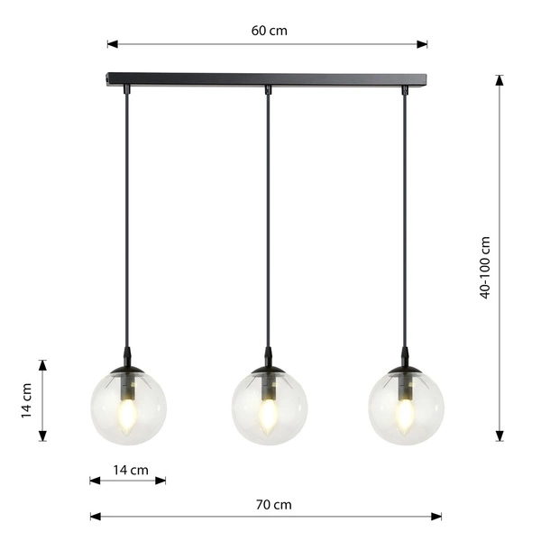 Lampa wisząca Emibig COSMO 3 BL TRANSPARENT 711/3