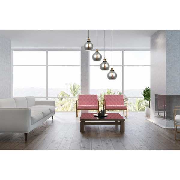 Lampa wisząca CARDENA z dymionym kloszem dł. 71cm 4xE27 | czarny/złoty