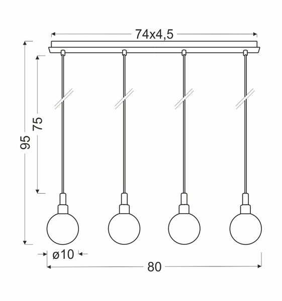 Lampa wisząca listwa MALDUS, 34-01474, chrom/biały, 4x40W G9