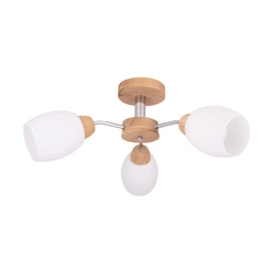 Lampa sufitowa z drewna Parma 3xE27 maks. 60W dąb olejowany/chrom metal/białe szkło 8320374