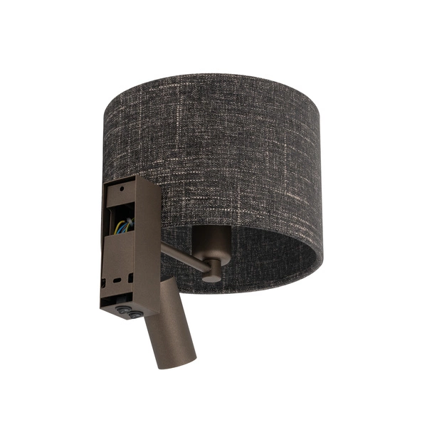 Kinkiet CEDRO A E27+miniGU10 wys.30cm włącznik | czarny melanż / satynowy czekoladowy 11661