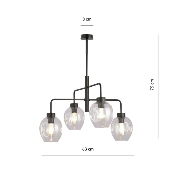 Lampa sufitowa Emibig LUKKA 4 Czarny/TRANSPARENT 1164/4