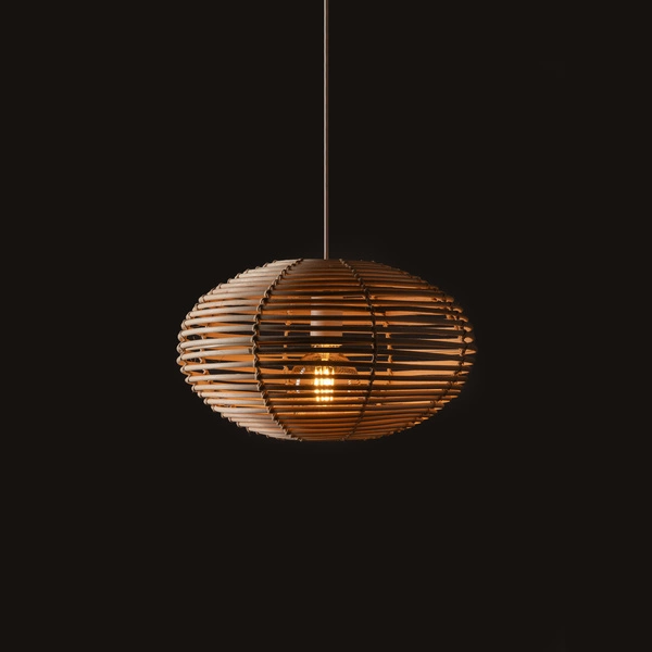 Lampa wisząca RATTAN S śr. 40cm E27 | naturalne drewno/biały 11153