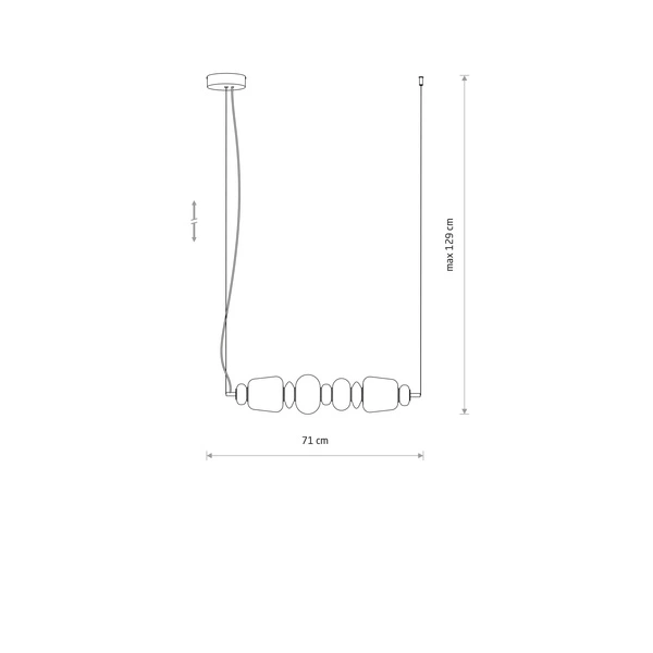 Lampa wisząca CERAMIC HORIZONTAL LED 22W 3000K 1750lm wys.129cm szer.17cm dług.71cm | Szary-Brąz 11700