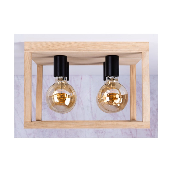 Lampa Sufitowa Kago 4xE27 Max.60W Dąb Olejowany/Czarny Metal 9154474