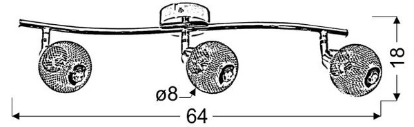 Nowoczesna lampa sufitowa/ścienna NOVEL listwa 93-06974 chrom 3xG9