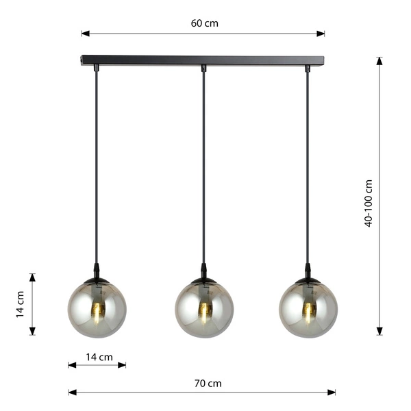 Lampa wisząca Emibig COSMO 3 BL GRAFIT 712/3