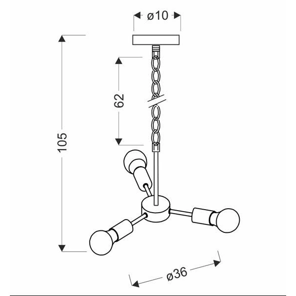 Lampa wisząca SPARTA, 33-09371, czarna, 3x60W E27