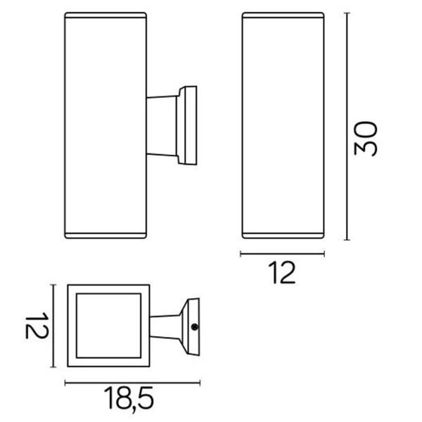 Kinkiet prostokątny IP54 na elewację 2x E27 ADELA 8001 DG | ciemny popiel