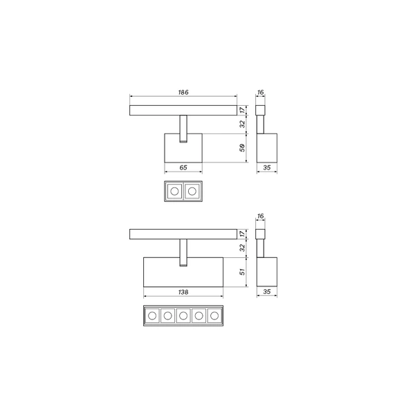 LOONARI reflektor na szynę 48V MultiLINE DOTS SPOT CUBE S
