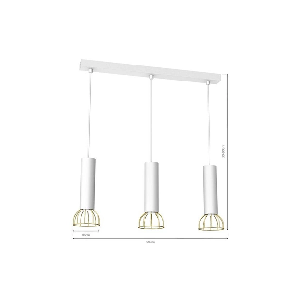 Lampa wisząca DANTE, MLP7255, biały/złoty, 3x8W LED GU10