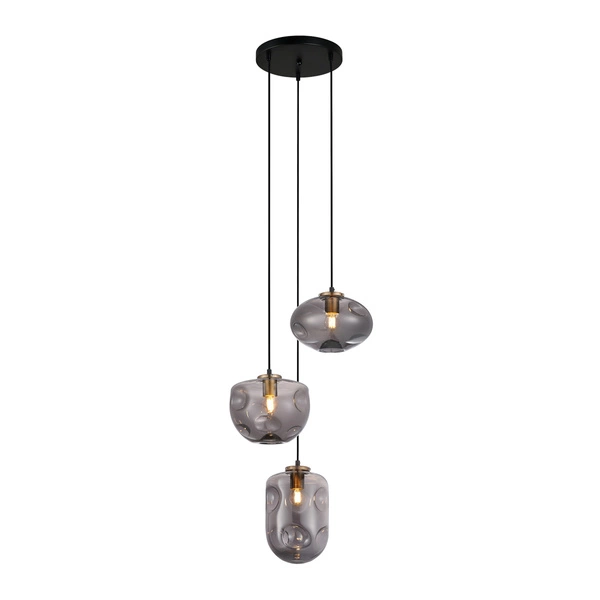 Lampa wisząca HATELLA śr. 48cm 3xE27 | miedziany/dymiony